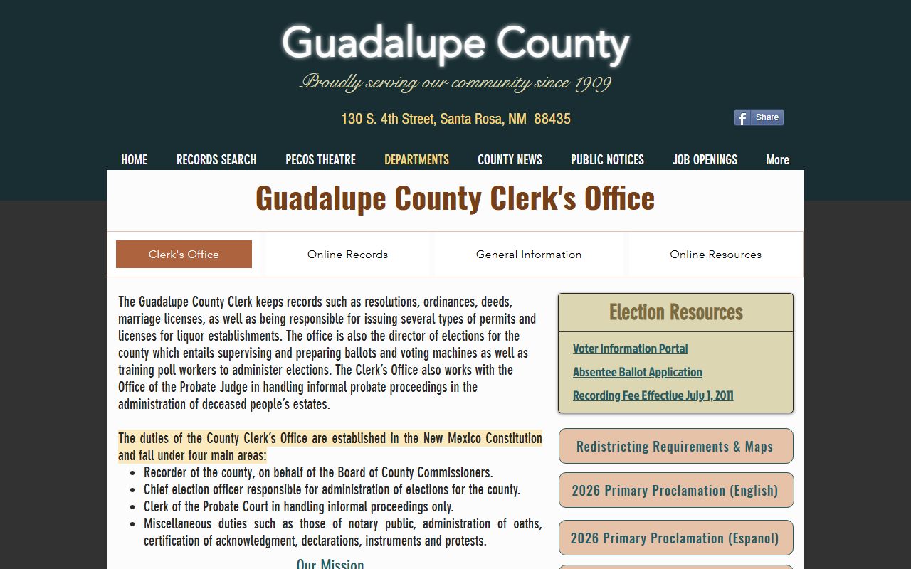 Guadalupe County Clerk office records page