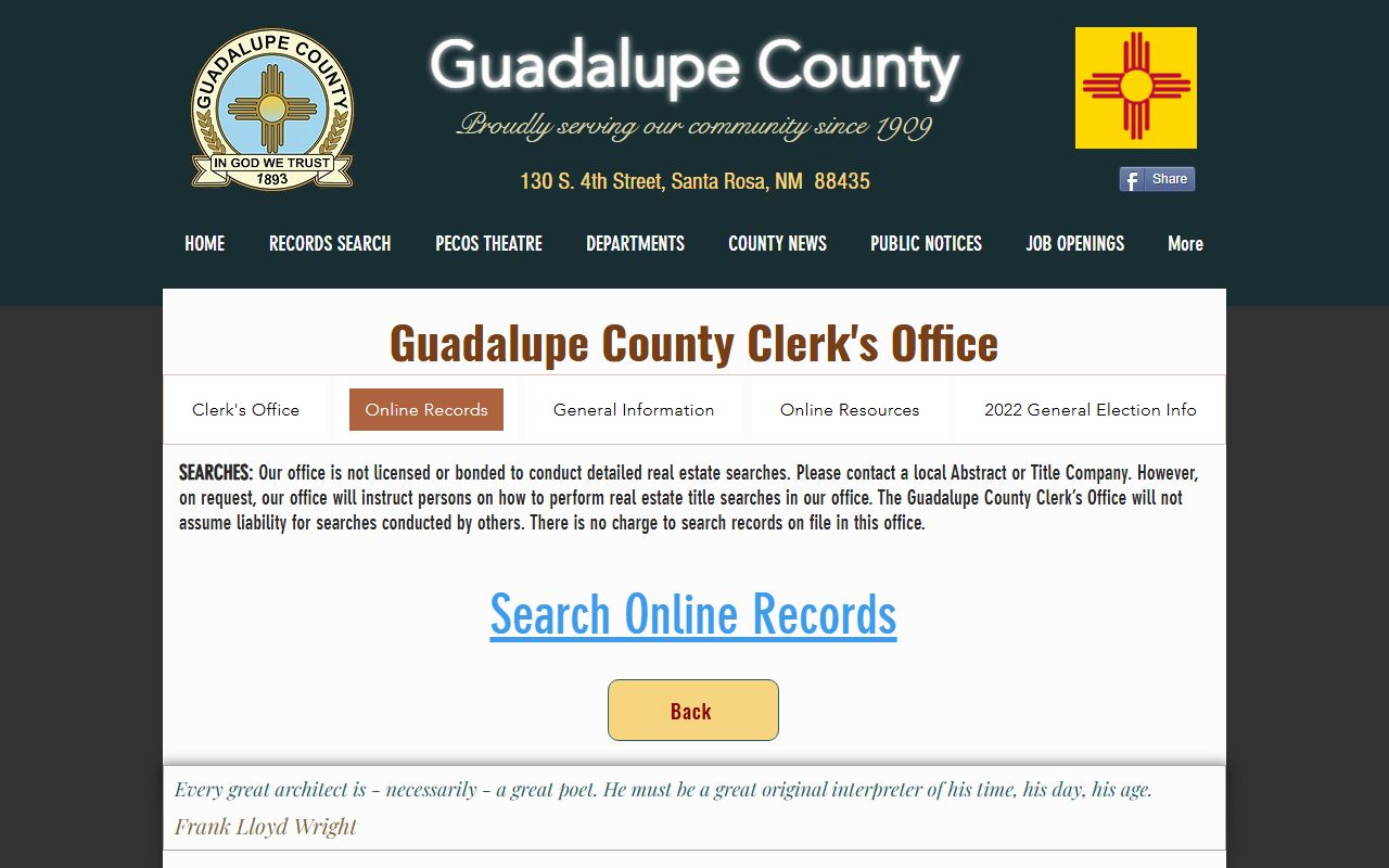 Guadalupe County Clerk online records page