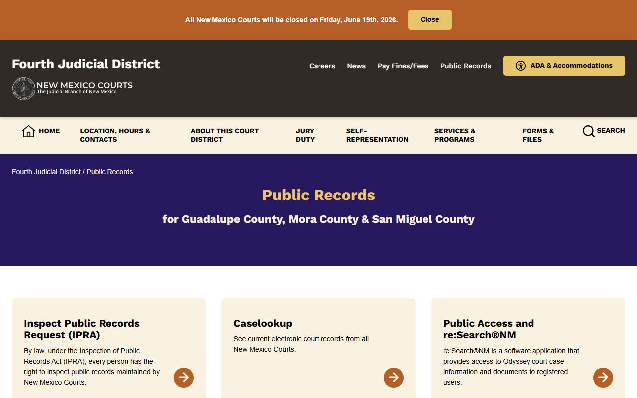 Guadalupe County court dockets Fourth Judicial District public records page