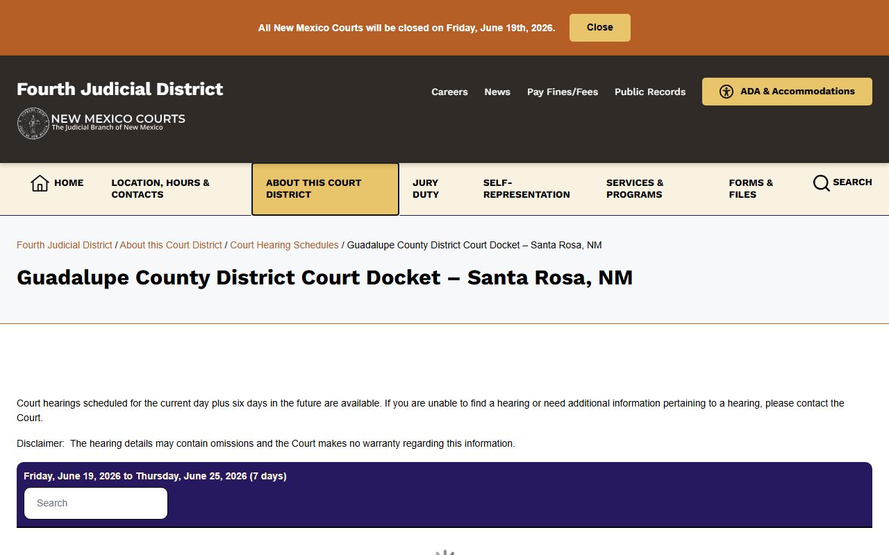 Guadalupe County court dockets District Court docket page