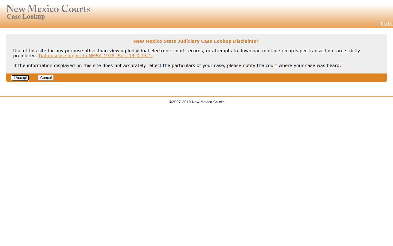Guadalupe County court records New Mexico Case Lookup entry page