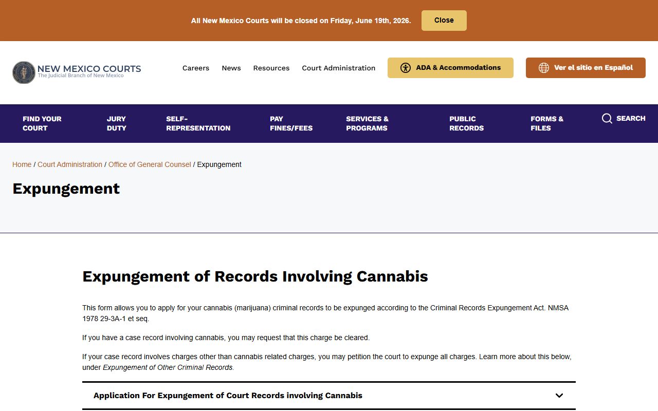 Guadalupe County criminal court records New Mexico expungement page