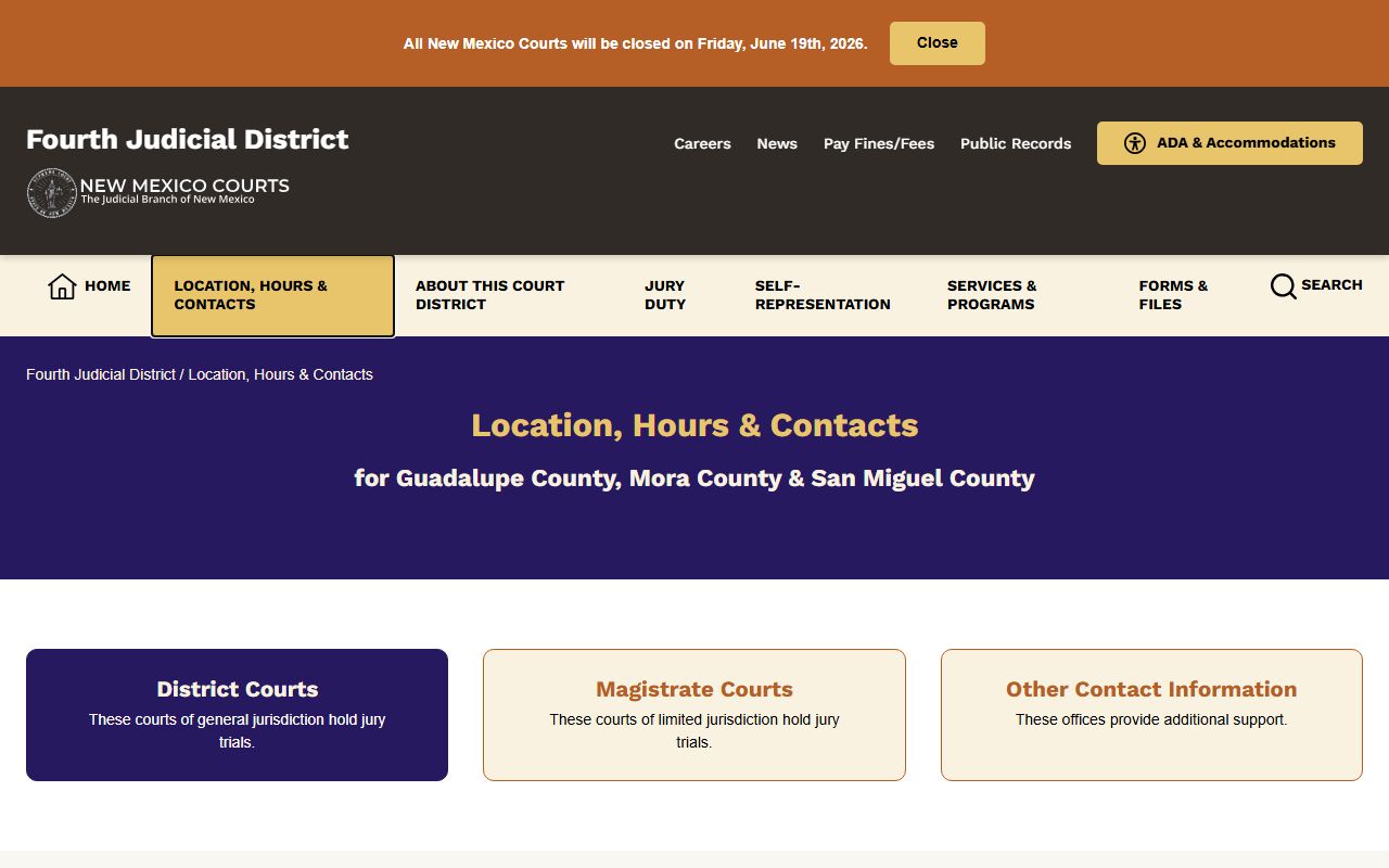 Guadalupe County District Court location and contact records