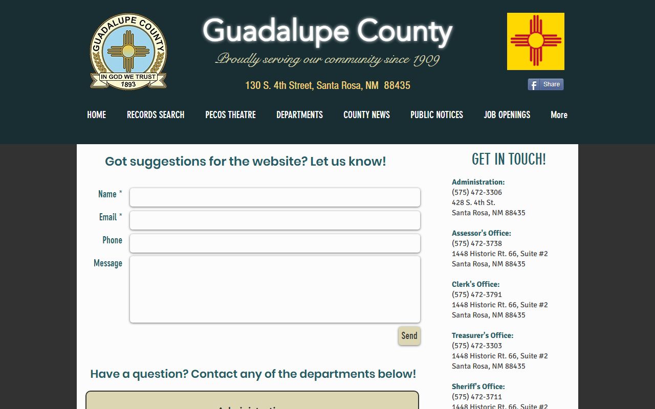 Guadalupe County court records contact page with sheriff and clerk offices