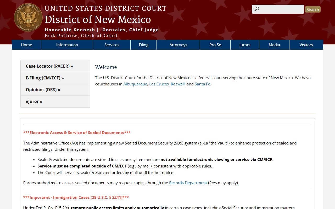 Guadalupe County court records federal District of New Mexico homepage