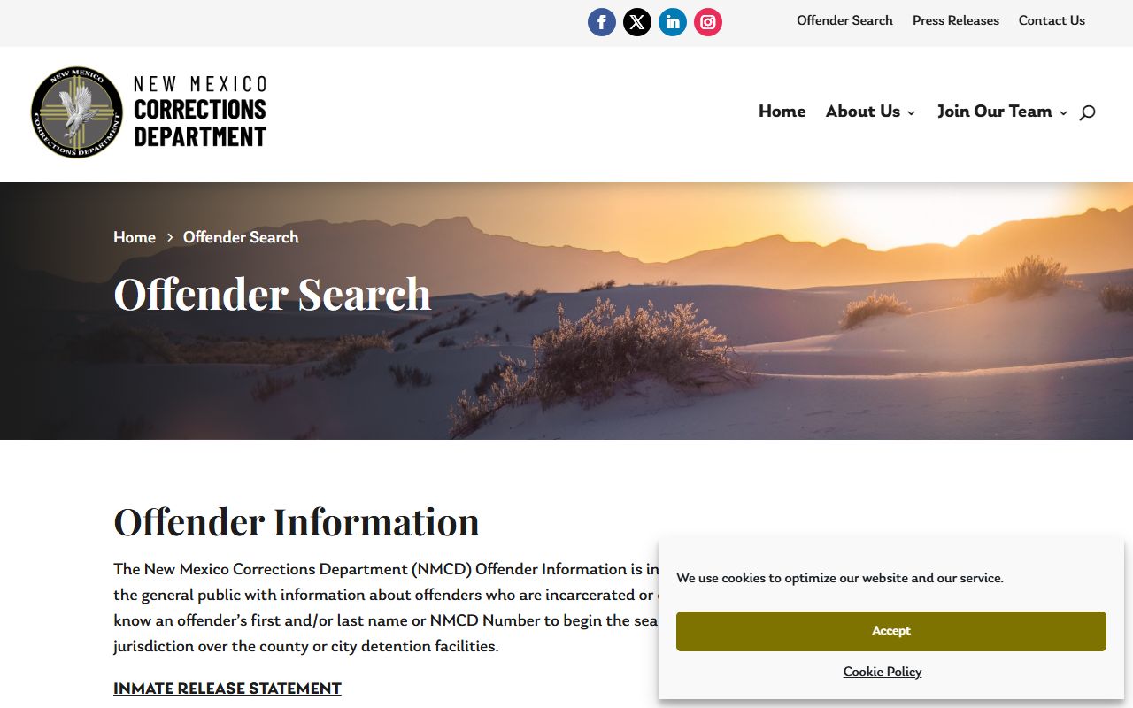 Guadalupe County inmate search NMCD offender search source