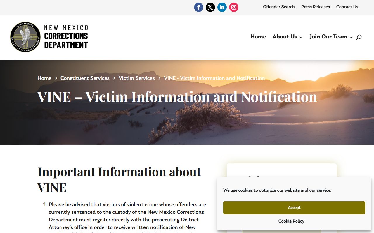 Guadalupe County inmate notification NMCD VINE information source